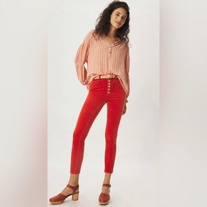 ANTHROPOLOGIE PILCRO HIGH-RISE BUTTON-FLY SKINNY CORDUROY PANTS
